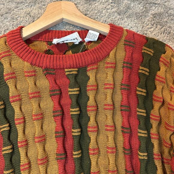 Vintage Weathervane 3D Knit Stripe Sweater L Large Men's Cosby Coogi Style - Picture 3 of 7